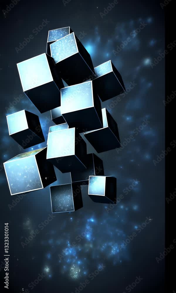 Poster abstract cubes in cosmic space