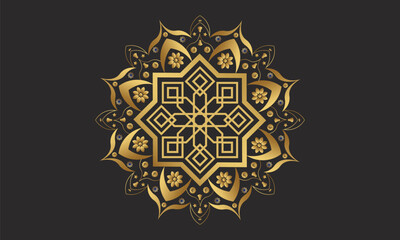 Ornate Mandala Design Islamic Gray Background