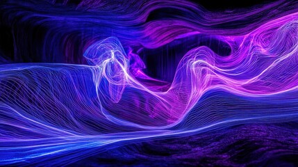 Naklejka premium Mesmerizing abstract digital art background featuring swirling dynamic energy waves in a vibrant ethereal color palette The flowing fluid movement and psychedelic