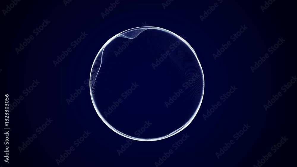 Poster spherical equalizer for music. round sound wave of particles. musical abstract blue background. 3d r