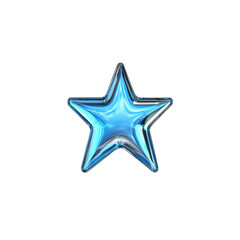 Luminous Blue Glass Star 3D Render of a Shiny Star Icon