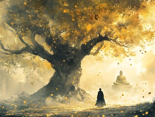 The Path to Enlightenment, A Seeker Beneath the Sacred Bodhi Tree