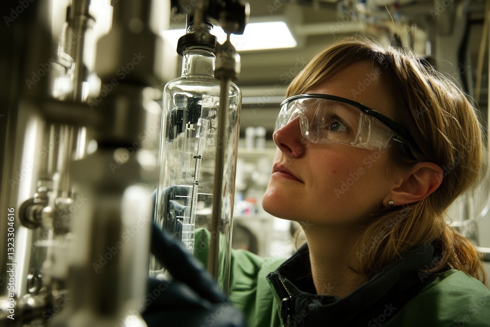 Aufkleber Scientist conducts research in a modern laboratory with advanced equipment and precise test tube handling