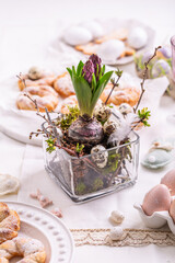 Beautiful table serving for Easter celebration in dining room