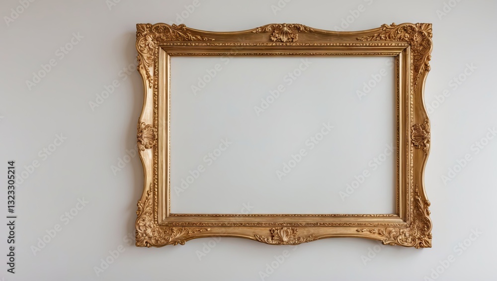Aufkleber elegant ornate golden frame positioned on the left against a clean white background creating a class
