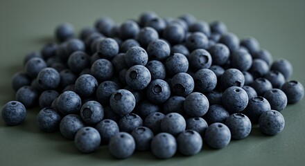 A pile of small, round, deep blue blueberries with a slightly frosted look.