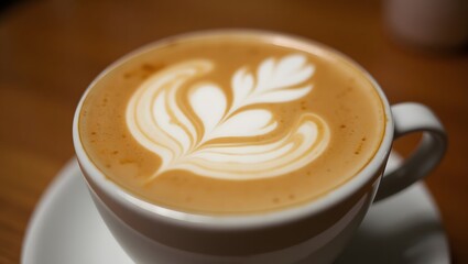 Delicious morning coffee with perfect froth high resolution photo