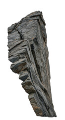 Big Heavy Rock Boulder from Beach and Mountain Cliff cut-out isolated on White Background with clipping path.