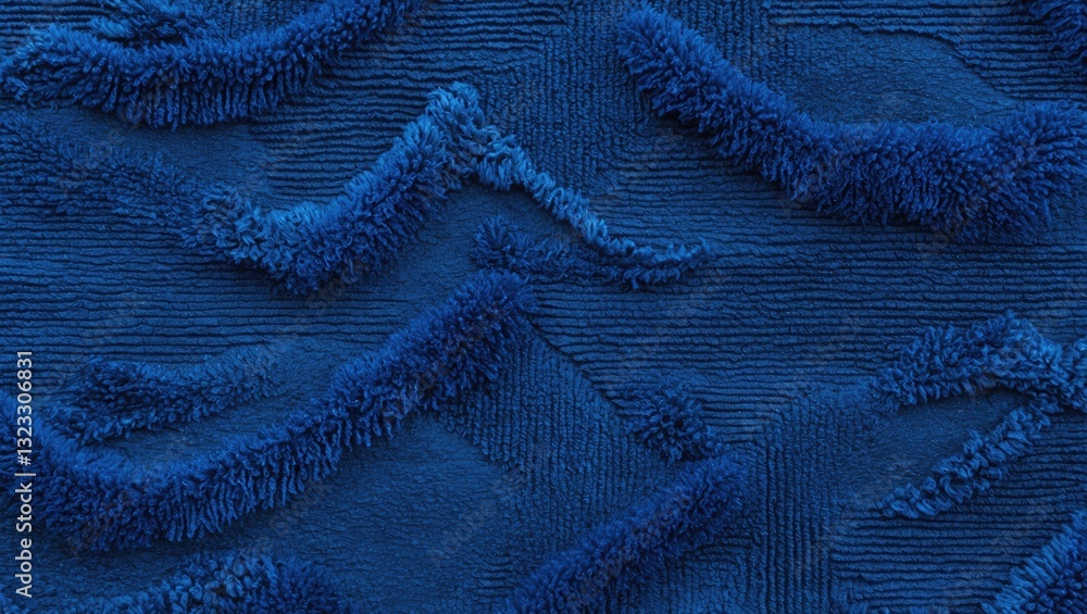Poster rich deep blue carpet texture featuring raised wavy patterns creates a sense of depth and luxury aga