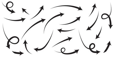 Hand drawn arrows set. Marker drawn arrows. Arrow icon. Arrows doodle. Editable stroke line icons. Vector illustration. 1176