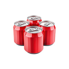 Four Red Soda Cans in a Group, 3D Render