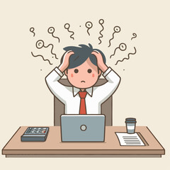 a businessman has a headache with his work