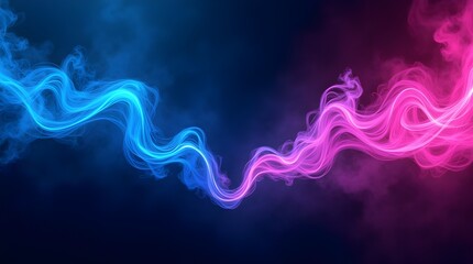 A Vibrant Cosmic Dance Of Blue And Pink Nebulae Swirling In A Mystical Ethereal Flow With A Dark Background