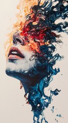 Abstract Fluid Portrait: A Woman's Ethereal Essence
