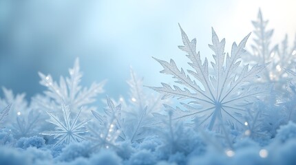 Intricate Ice Crystals Glistening In A Winter Wonderland, A Breathtaking Display Of Natures Artistry Under Soft, Diffused Light