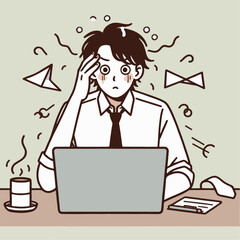 illustration of someone tired from work