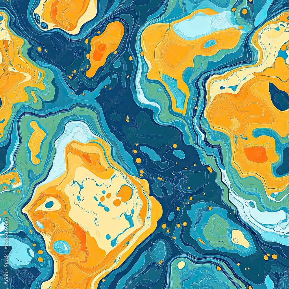 Poster Abstract Underwater Terrain Map Seamless Pattern Design for Digital Projects