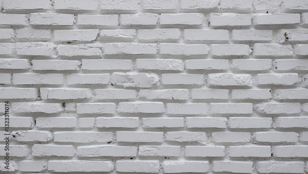Poster white textured brick wall background featuring evenly spaced bricks in a rectangular pattern showcas