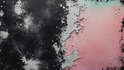 Abstract texture featuring a mix of black and soft pink with faded gray patches on the left, creating a dynamic contrast across the canvas.
