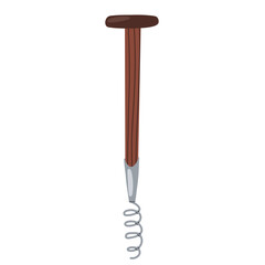 Garden tool for soil cultivating. Twist tiller vector hand drawn illustration isolated on white background. Simple print for agricultural farm theme projects