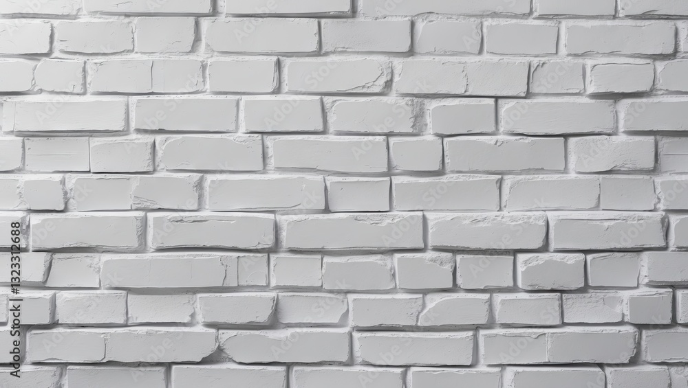 Poster white brick wall texture with uneven grooves and subtle shadows, ideal for background or text overla