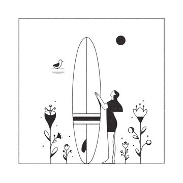 Longboard Surfer Girl