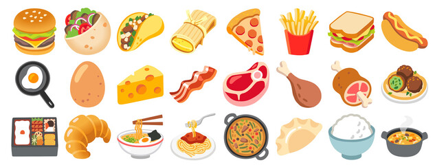 Collection of meals on white background 