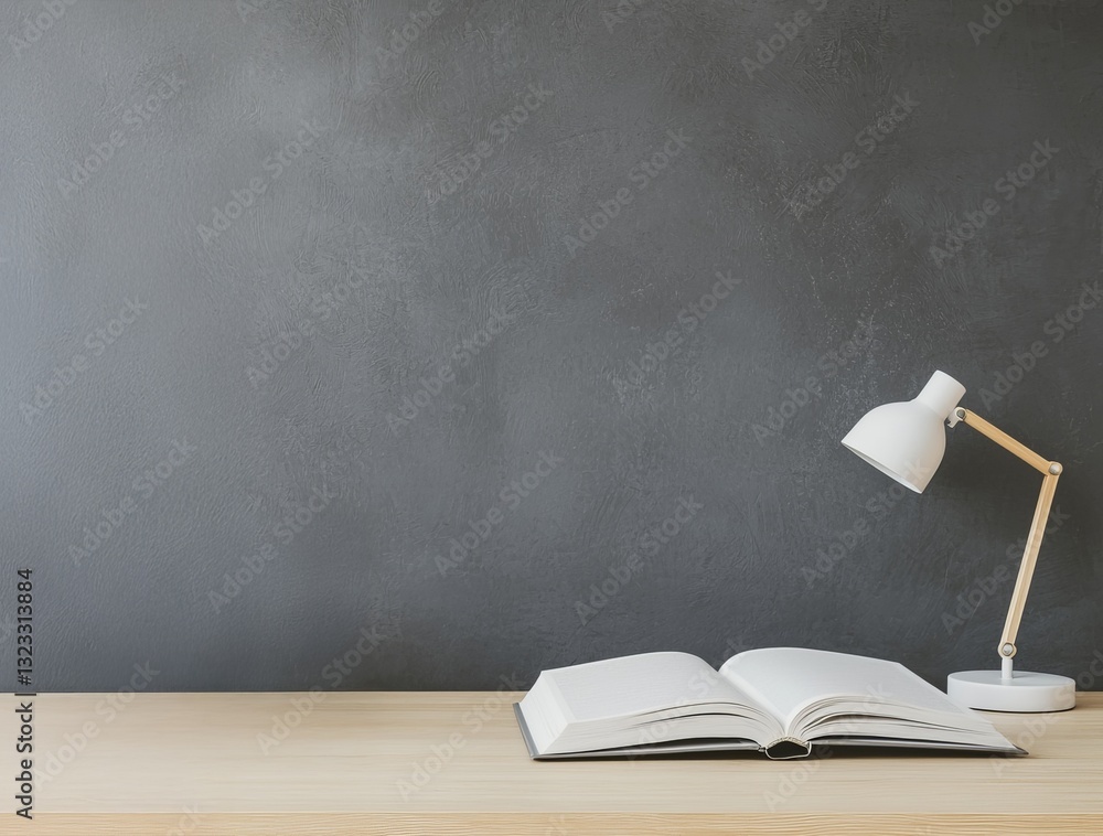Poster higher education with students and policy concept. a minimal workspace featuring an open book and a 