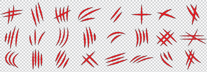 Collection of claws animal scratch vector icons. Cat, tiger, jaguar, lion monster scratches paw shapes . 1176 © Aquavisionweath6