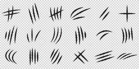 Collection of claws animal scratch vector icons. Cat, tiger, jaguar, lion monster scratches paw shapes . 1176