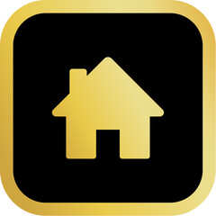 Gold Home Icon Square Rounded Icon with Golden and Black Luxury