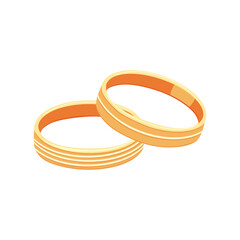 Set of gold rings, with precious stones. Engagement rings, wedding or Valentine's Day gift for lovers. Vector isolated icons