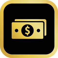 Gold Wallet Dollar Icon Square Rounded Icon with Golden and Black Luxury