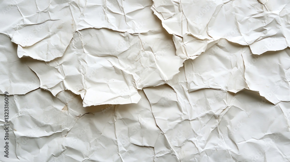Poster torn crumpled paper texture background with wrinkles and rough edges