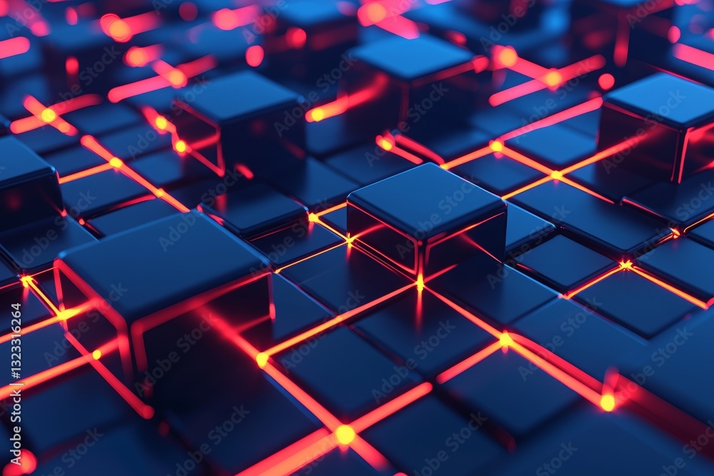 Poster creative business innovation and automation ideas concept. abstract digital grid with glowing lines 