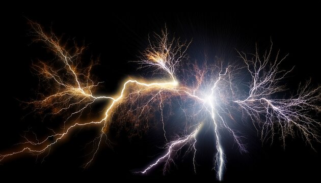 tunder lightning bolts isolated on black background