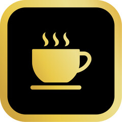 Gold Cafe Icon Square Rounded Icon with Golden and Black Luxury