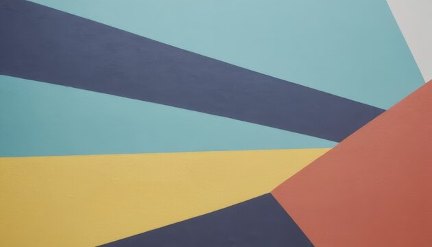 Geometric abstract featuring overlapping shapes in blue, yellow, and red, creating a modern and minimalist composition. Useful for graphic design, backgrounds, and artistic projects.
