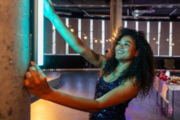 Woman Decorating in Festive Indoor Environment
