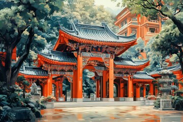 Fototapeta premium chinese temple in tokyo japan