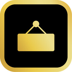 Gold Signboard Icon Square Rounded Icon with Golden and Black Luxury