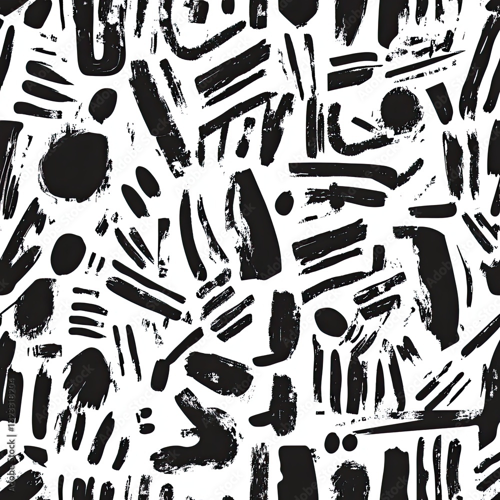 Poster abstract scribble design monochromatic strokes seamless pattern for fashion branding and web design