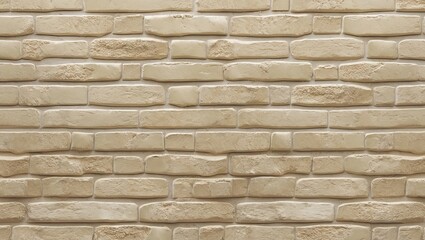 Obraz premium High-resolution beige plastered brick wall texture featuring smooth, uniform bricks with subtle variations in color and shape, creating an abstract solid background.