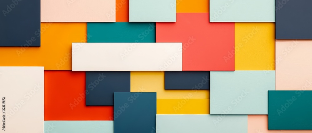 Poster visual psychology of brand identity concept. colorful geometric patterns of stacked rectangles and s