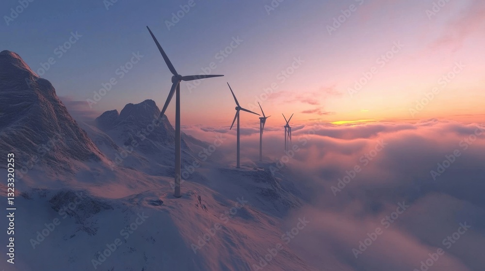 Poster a cutting-edge ai-powered wind farm ensuring efficient energy output for factories