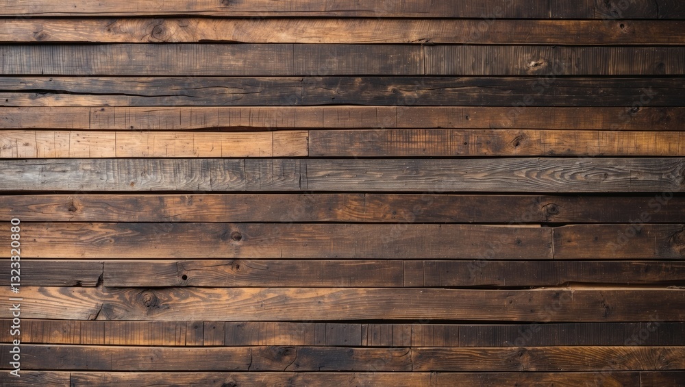 Poster dark brown and black wooden planks arranged horizontally with varying textures, creating a rustic an