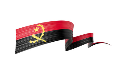 3d Flag Of Angola 3d Wavy Shiny Angola Ribbon Isolated On White Background 3d Illustration