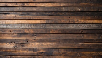 Naklejka premium Dark brown and black wooden planks arranged horizontally with varying textures, creating a rustic and warm background ideal for design projects.