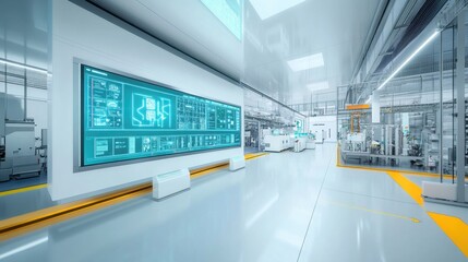 A digital interface displaying industrial engineering simulations for manufacturing efficiency