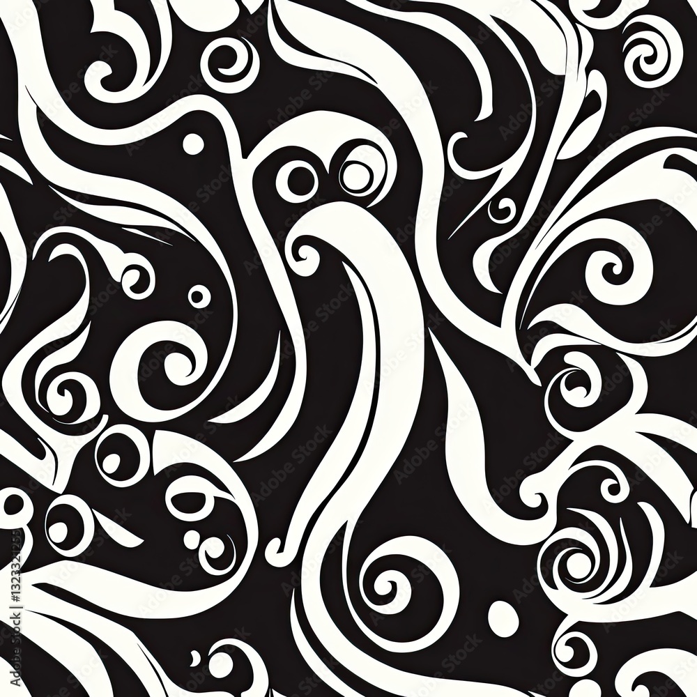 Poster abstract scrollwork seamless pattern chaotic harmony curve design